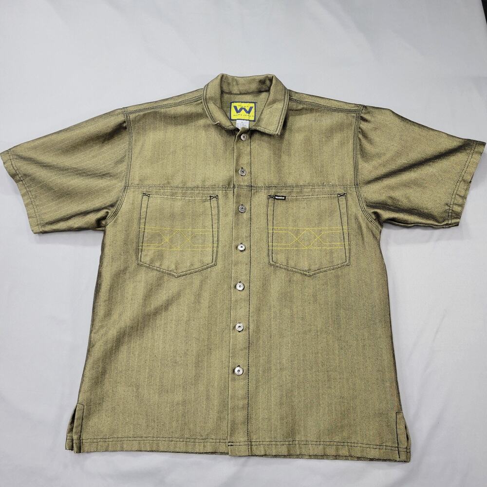 Webs Jeans Men’s XL Herringbone Short Sleeve Button Up Streetwear Retro Y2K